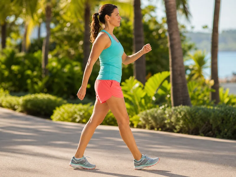 Person performing walking interval training outdoors